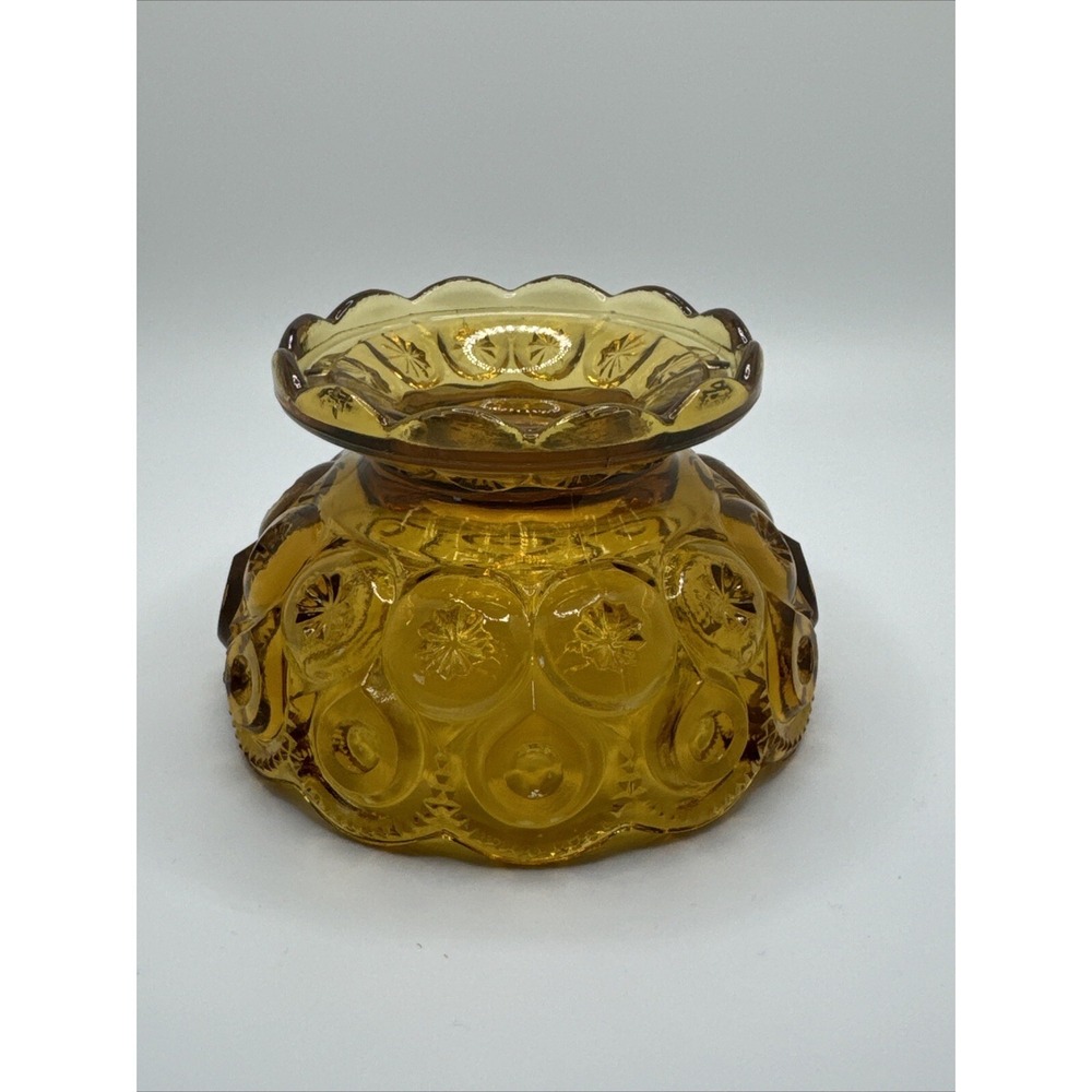 L.E. Smith Moon and Stars Amber Footed Glass Small Candy Dish Bowl‎ - Picture 5 of 6